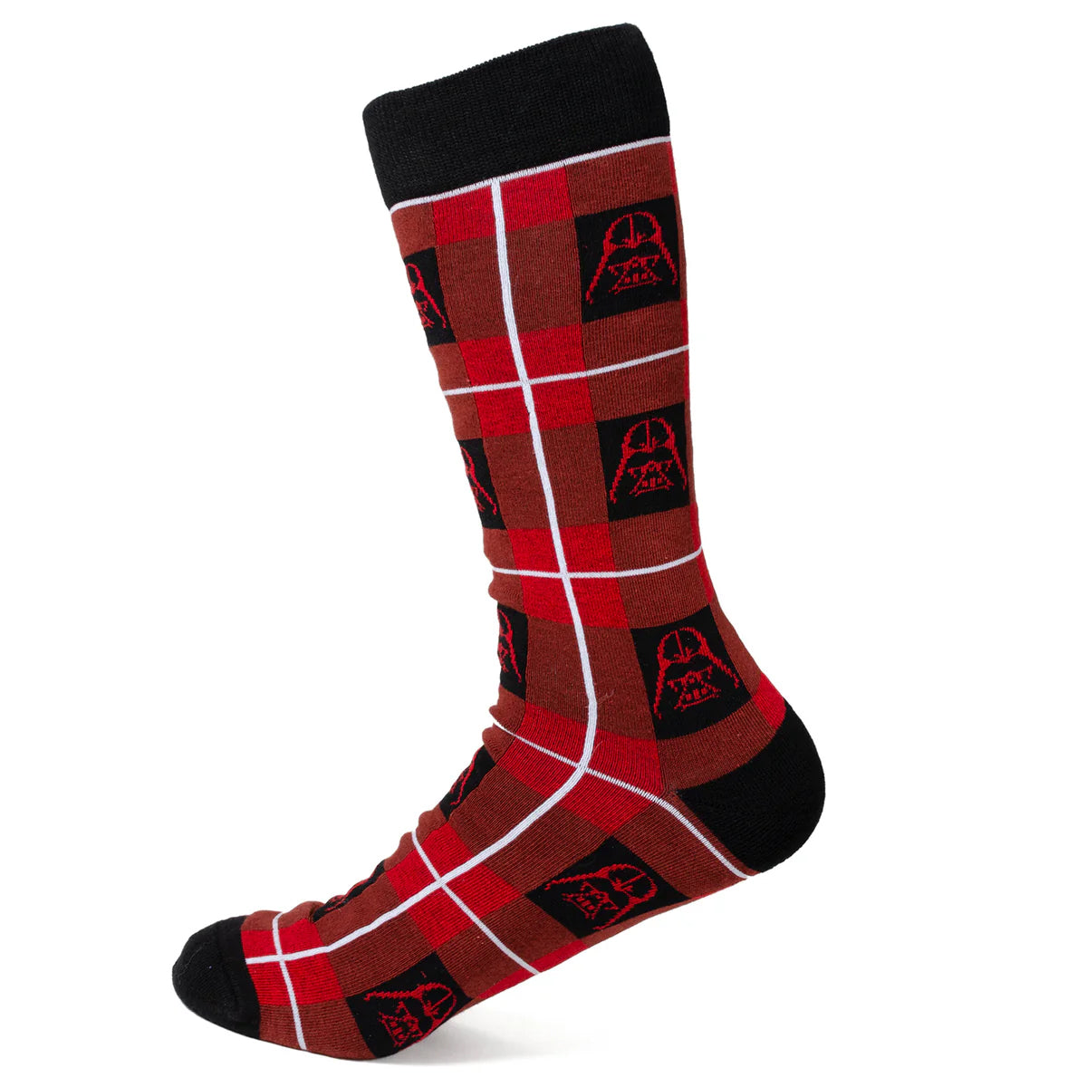 Star Wars Darth Vader Black and Red Plaid Dress Socks and Imperial Crest Lapel Pin Gift Set