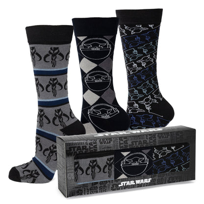 Star Wars Mandalorian 3-Pack Dress Sock and Mythosaur Lapel Pin Gift Set by Cufflinks.com