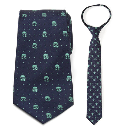 Star Wars Mandalorian and Grogu Zipper Tie Father and Son Gift Set by Cufflinks.com