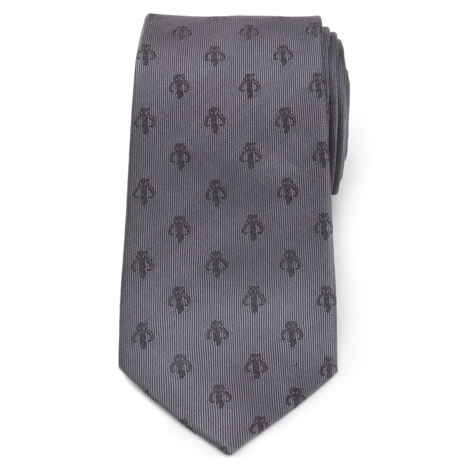 Star Wars Mandalorian Mythosaur Gray Tie, Red Pocket Square, Cufflinks, and Tie Bar Gift Set