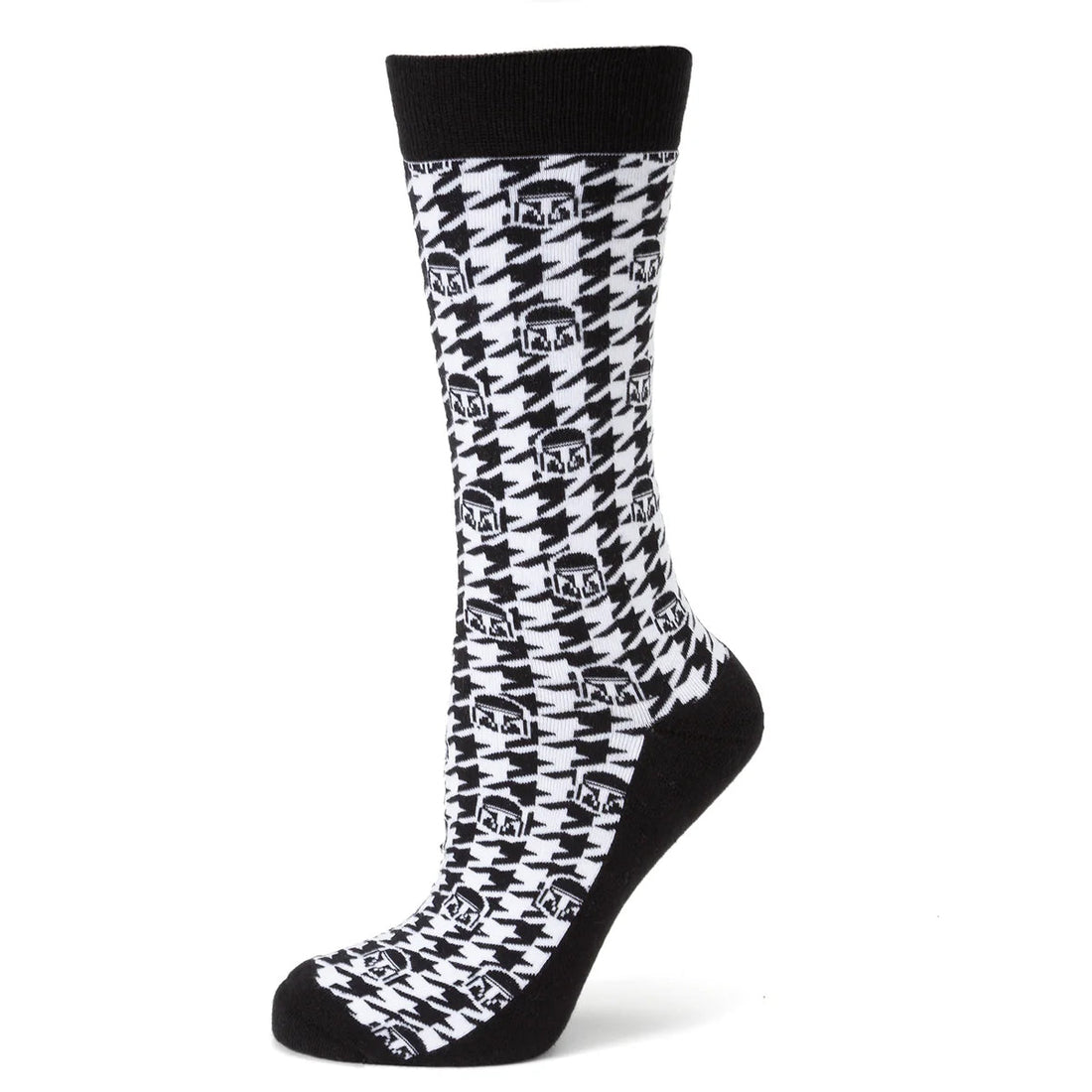 Star Wars Mandalorian Houndstooth Black and White Dress Socks and Lapel Pin Gift Set by Cufflinks.com