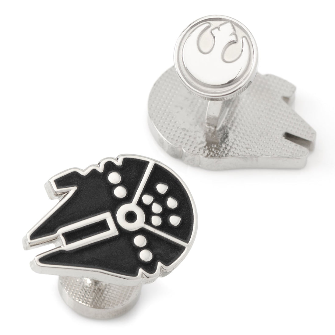 Star Wars Millennium Falcon Silver Inlaid Cufflinks by Cufflinks.com