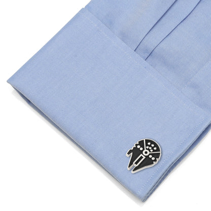 Star Wars Millennium Falcon Silver Inlaid Cufflinks by Cufflinks.com