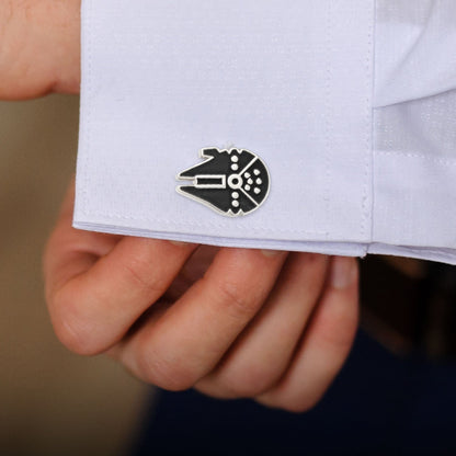 Star Wars Millennium Falcon Silver Inlaid Cufflinks by Cufflinks.com