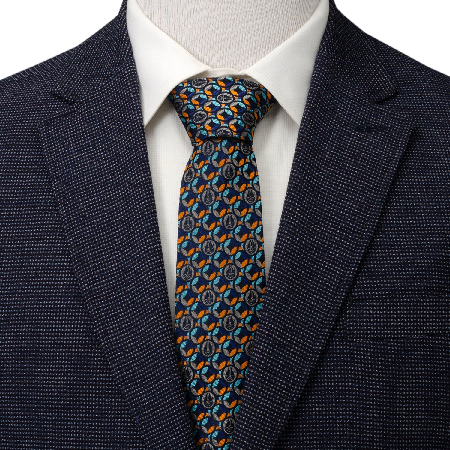 Star Wars Millennium Falcon Motif Navy Blue Tie by Cufflinks.com