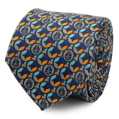 Star Wars Millennium Falcon Motif Navy Blue Tie by Cufflinks.com