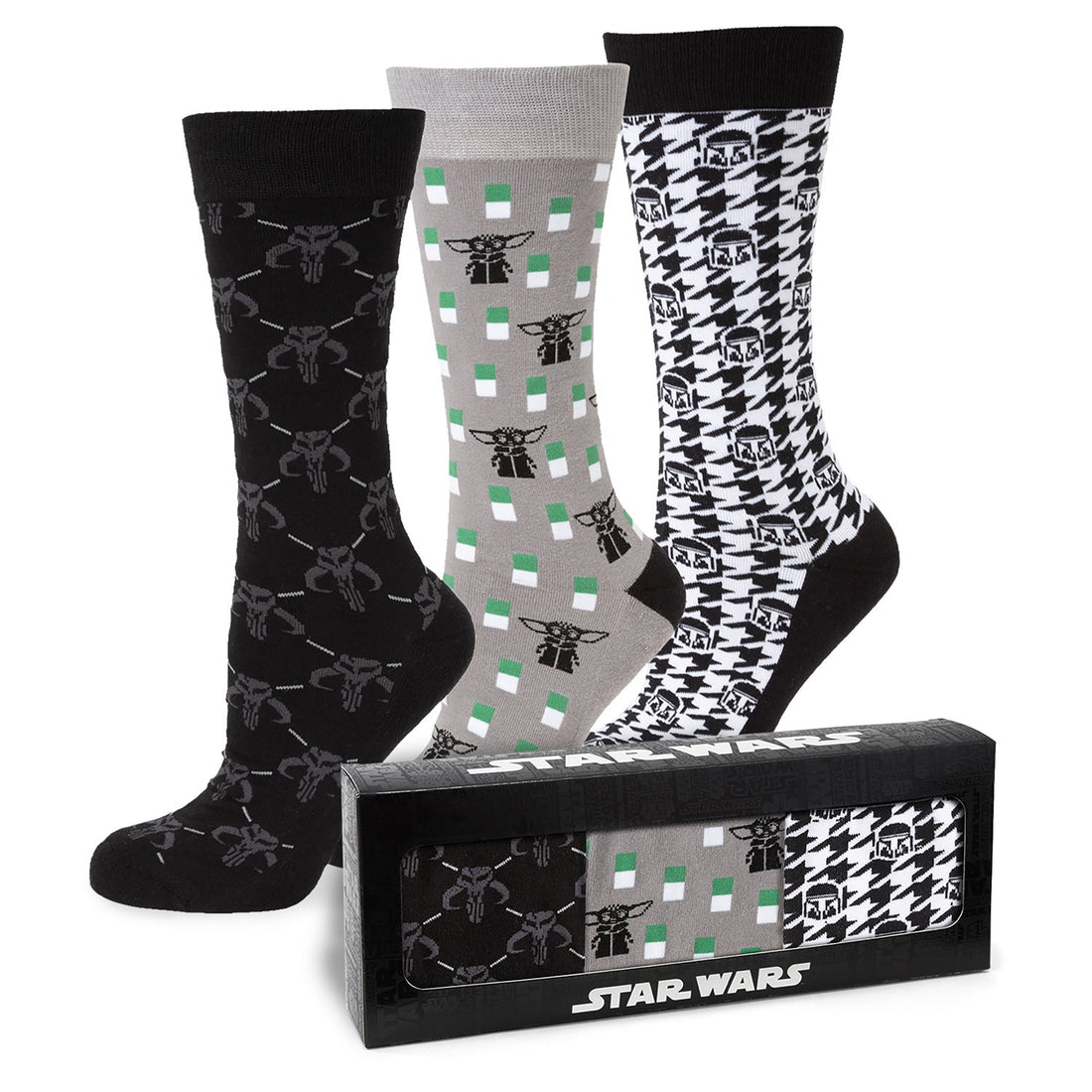 Star Wars Mandalorian Dress Socks 3-Pack and Mythosaur Lapel Pin Gift Set