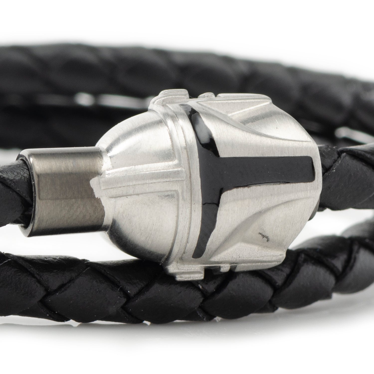 Star Wars Mandalorian Double Wrap Stainless Steel Black Bracelet by Cufflinks.com