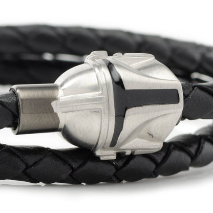 Star Wars Mandalorian Double Wrap Stainless Steel Black Bracelet by Cufflinks.com