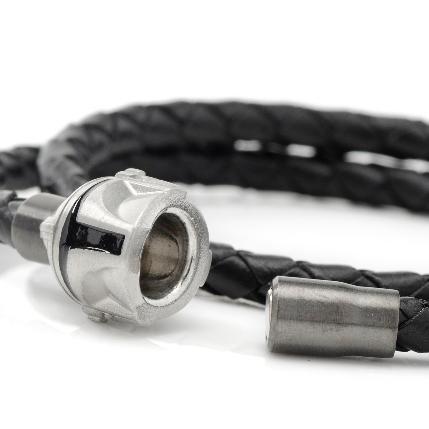 Star Wars Mandalorian Double Wrap Stainless Steel Black Bracelet by Cufflinks.com