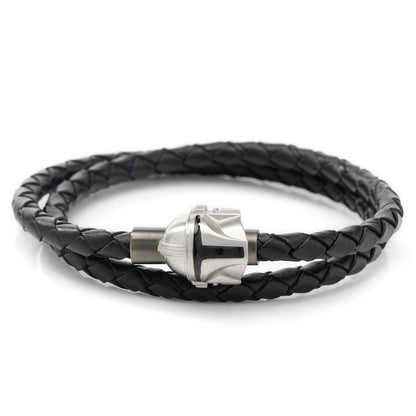 Star Wars Mandalorian Double Wrap Stainless Steel Black Bracelet by Cufflinks.com