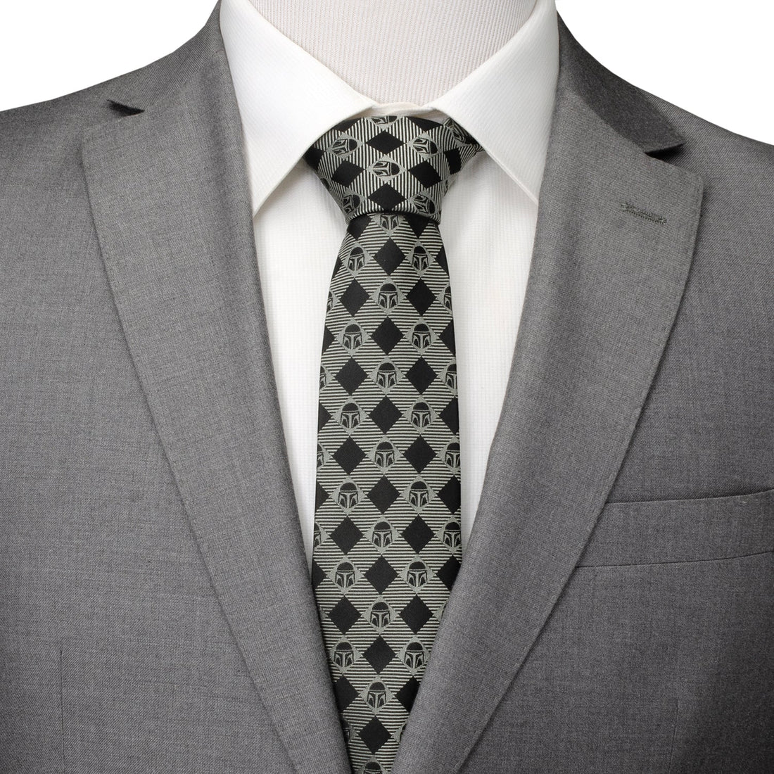 Star Wars Mandalorian Black and Gray Plaid Tie by Cufflinks.com