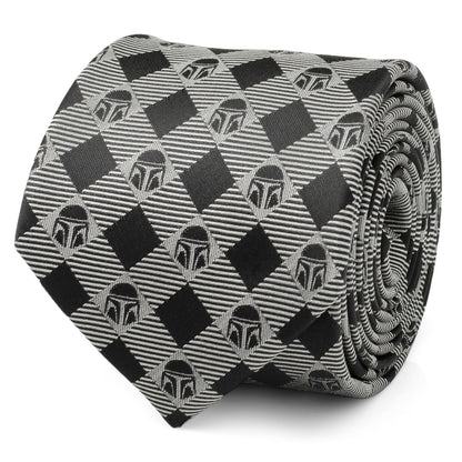 Star Wars Mandalorian Black and Gray Plaid Tie by Cufflinks.com