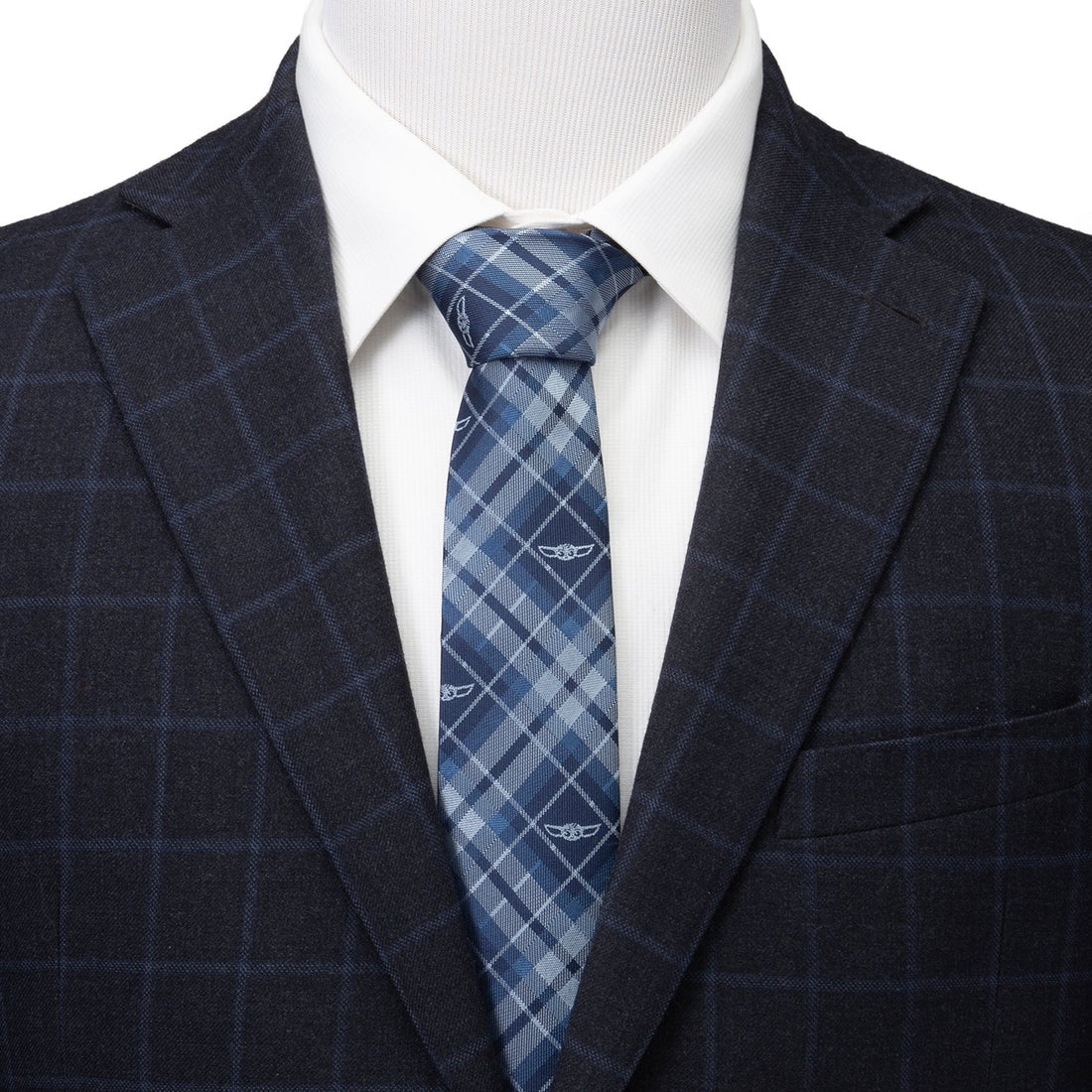 Star Wars Grogu Blue Plaid Tie  DestGlow