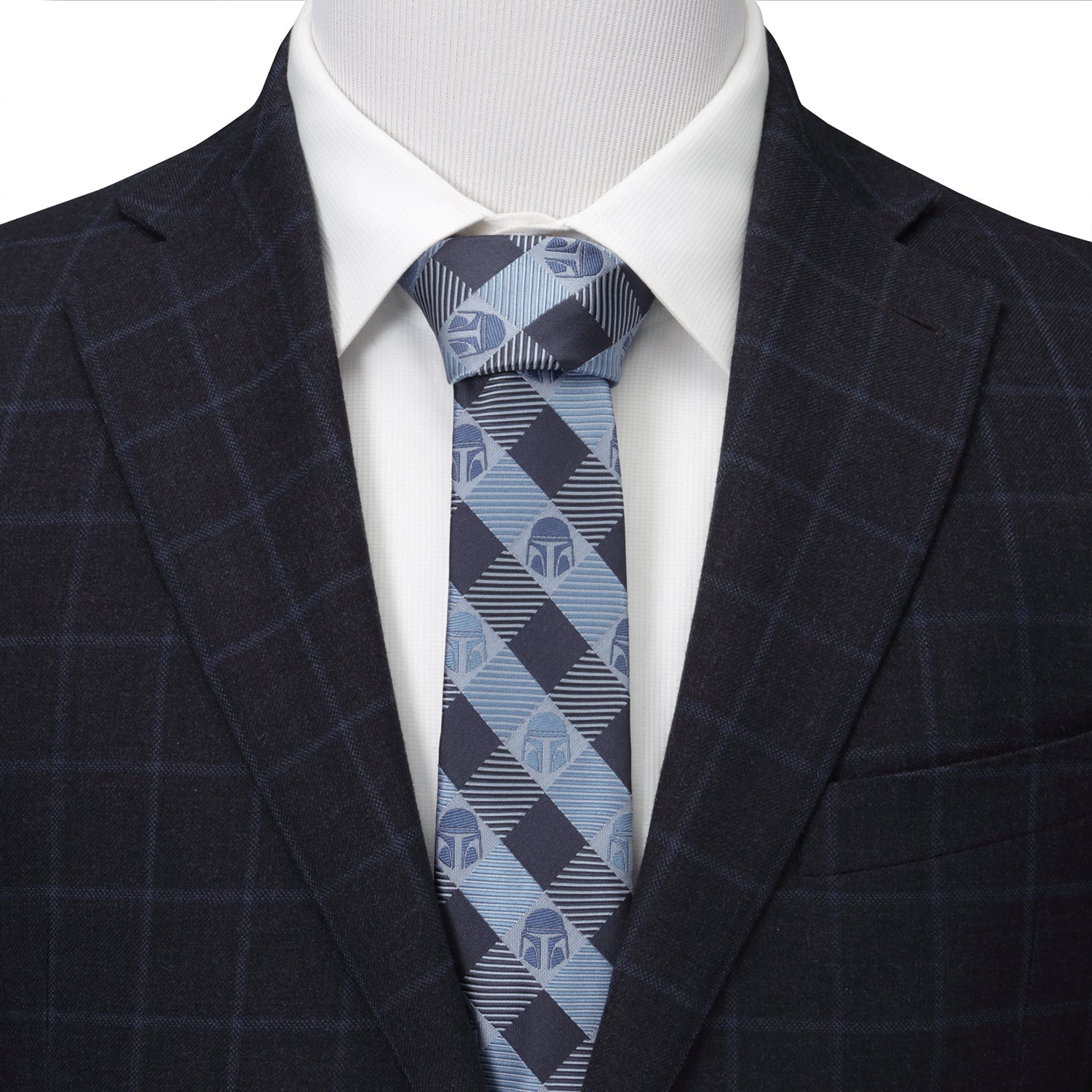 Star Wars Mandalorian Blue and Black Plaid Tie by Cufflinks.com