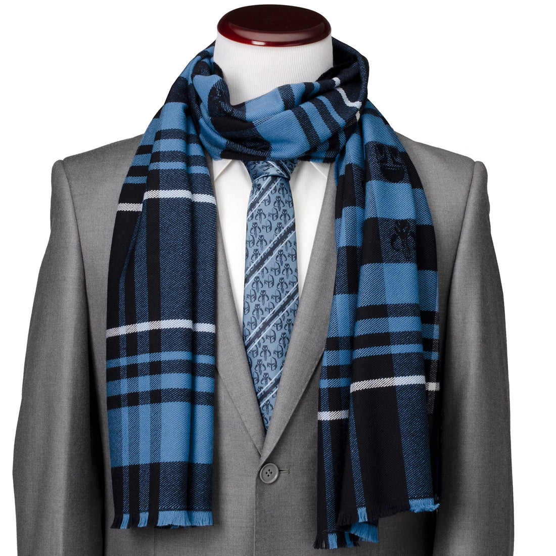 Star Wars Mandalorian Blue Tartan Scarf by Cufflinks.com