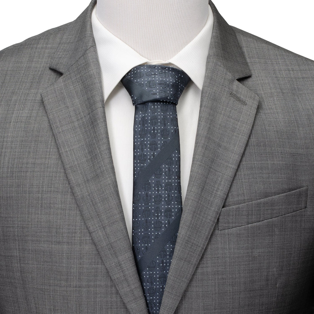 Star Wars Mandalorian Blue Dotted Striped Tie by Cufflinks.com