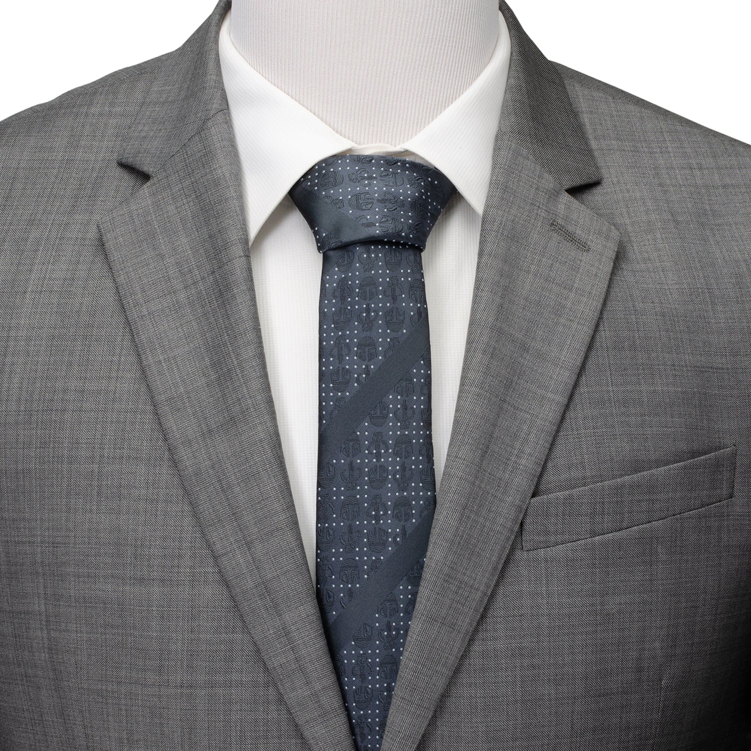 Star Wars Mandalorian Blue Dotted Striped Tie by Cufflinks.com