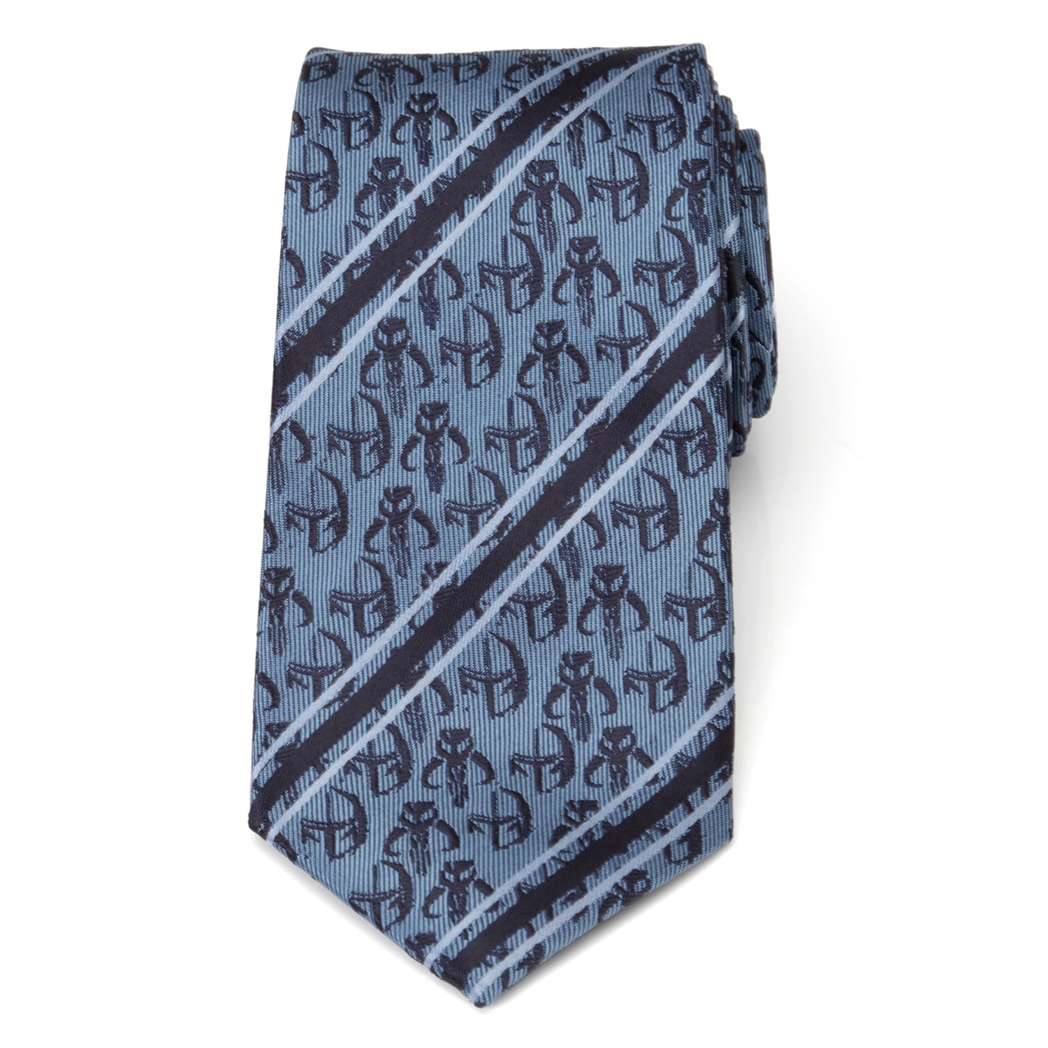 Star Wars Mandalorian and Mythosaur Blue and Navy Striped Tie by Cufflinks.com
