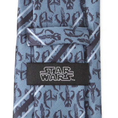 Star Wars Mandalorian and Mythosaur Blue and Navy Striped Tie by Cufflinks.com