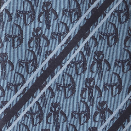 Star Wars Mandalorian and Mythosaur Blue and Navy Striped Tie by Cufflinks.com