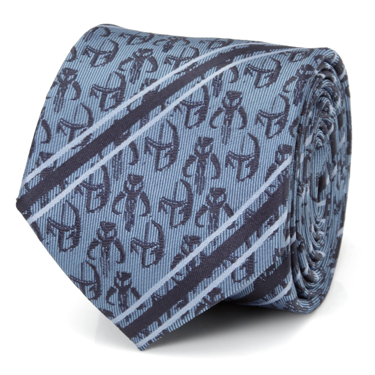 Star Wars Mandalorian and Mythosaur Blue and Navy Striped Tie by Cufflinks.com