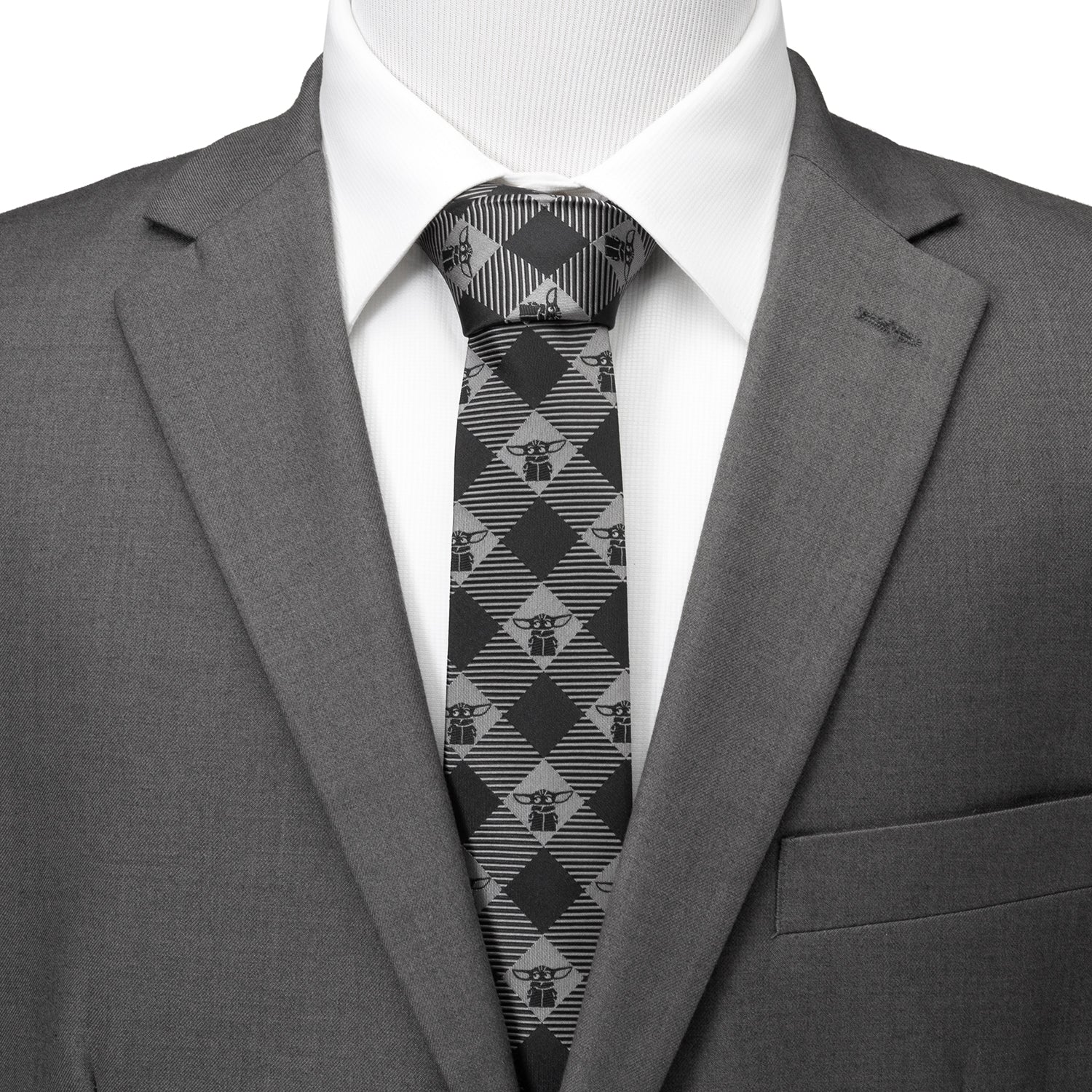 Star Wars Grogu Black Plaid Tie by Cufflinks.com