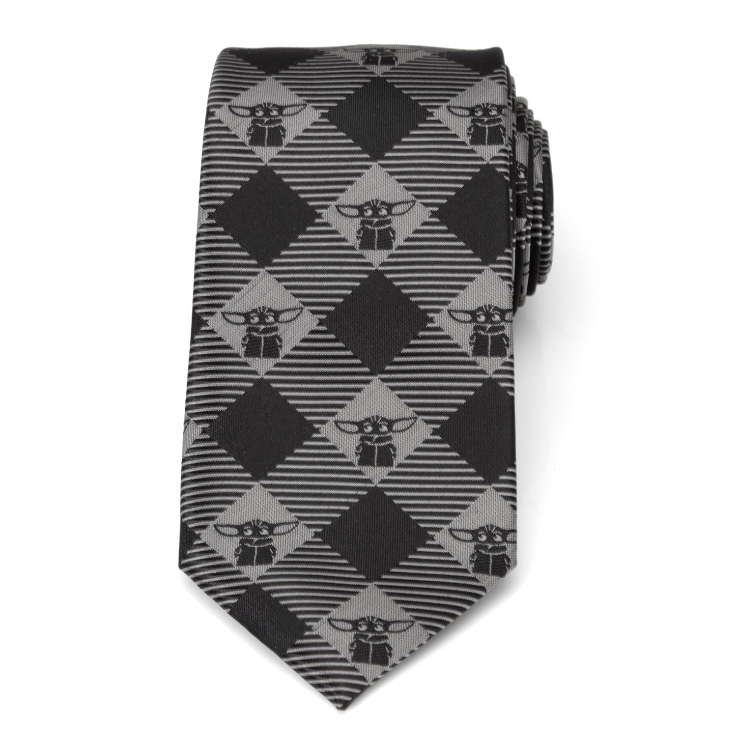Star Wars Grogu Black Plaid Tie by Cufflinks.com