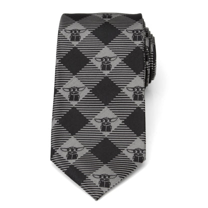 Star Wars Grogu Black Plaid Tie by Cufflinks.com