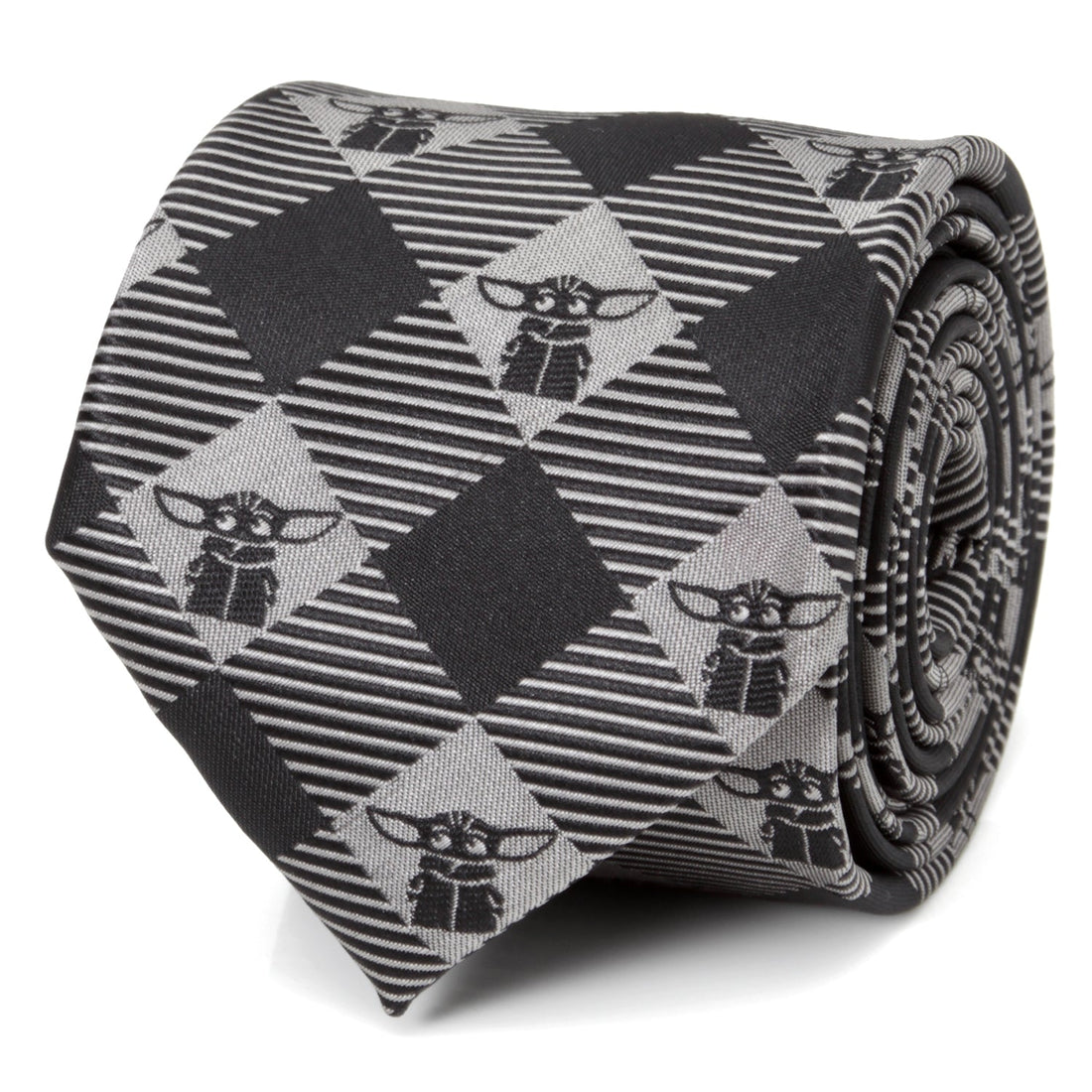 Star Wars Grogu Black Plaid Tie by Cufflinks.com