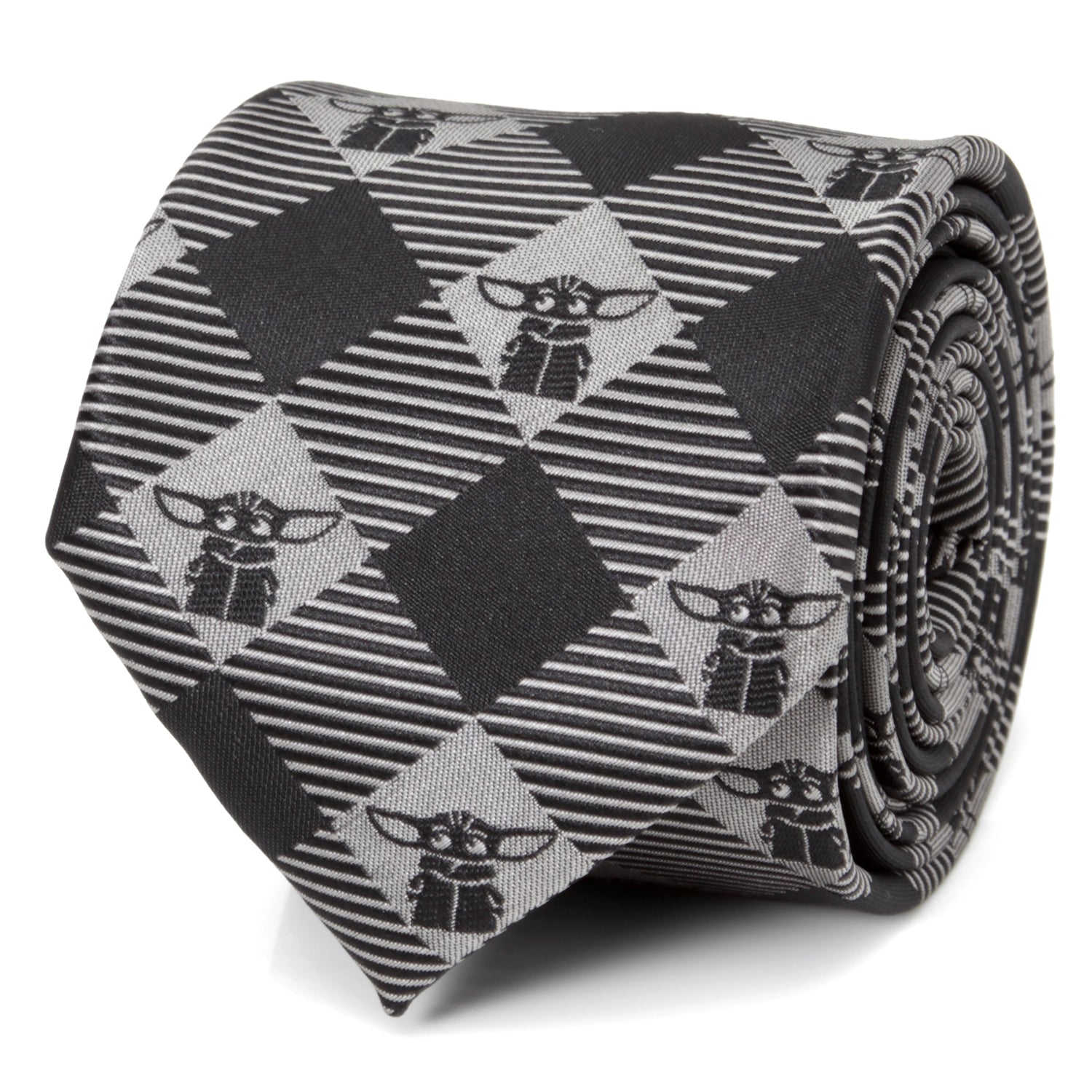 Star Wars Grogu Black Plaid Tie by Cufflinks.com