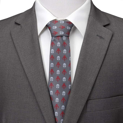 Star Wars Mandalorian and Mythosaur Red and Gray Tie by Cufflinks.com