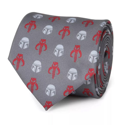 Star Wars Mandalorian and Mythosaur Red and Gray Tie by Cufflinks.com