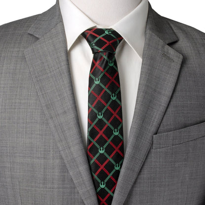 Star Wars Rebel Alliance Crest Red, Green, and Black Plaid Tie 