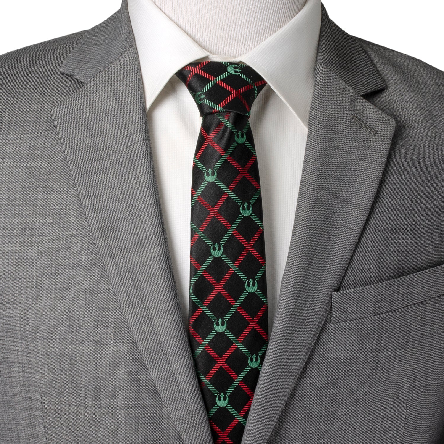Star Wars Rebel Alliance Crest Red, Green, and Black Plaid Tie by Cufflinks.com
