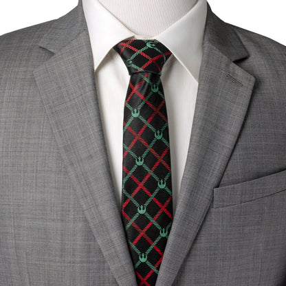 Star Wars Rebel Alliance Crest Red, Green, and Black Plaid Tie by Cufflinks.com