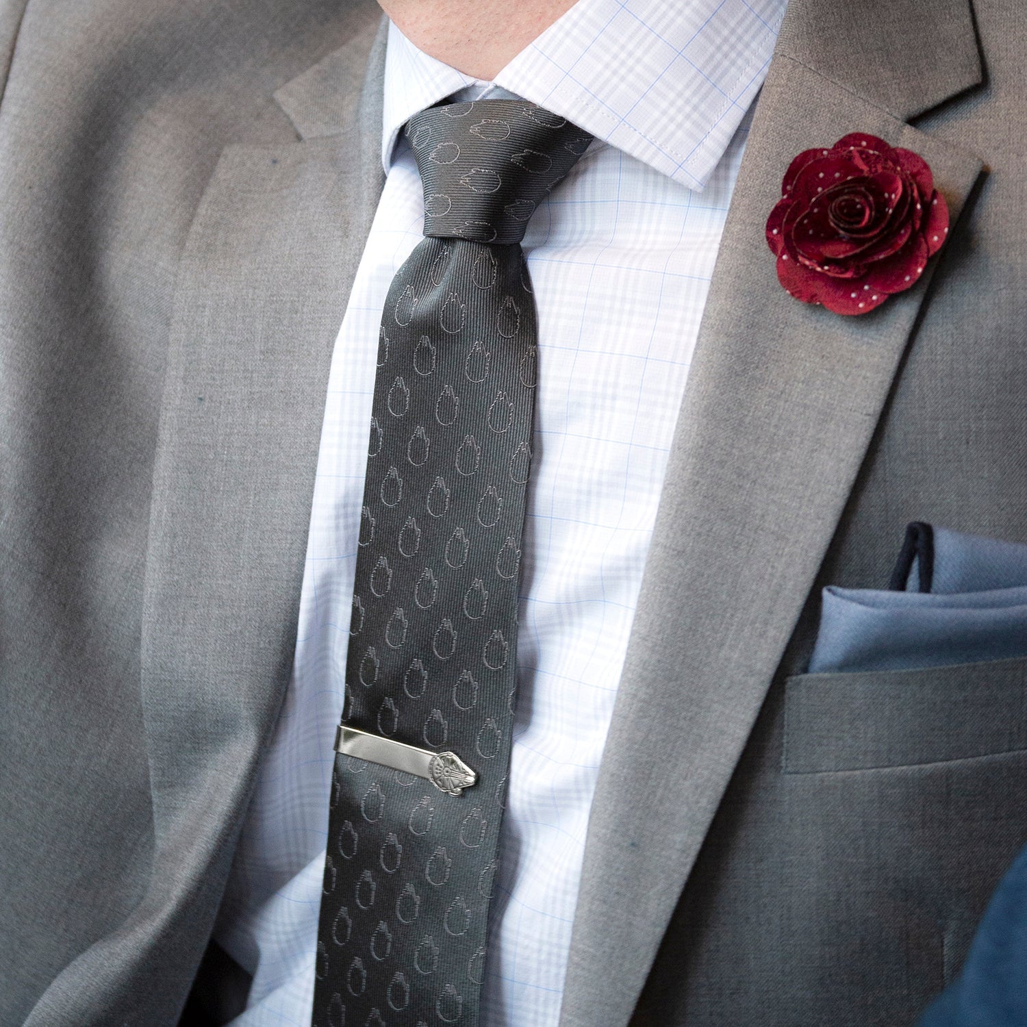 Star Wars Rebel Alliance and Millennium Falcon Gray Tie with Red Crest by Cufflinks.com