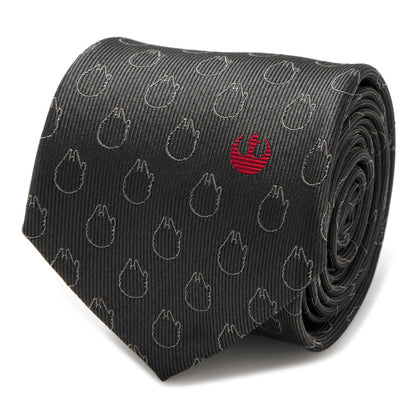 Star Wars Rebel Alliance and Millennium Falcon Gray Tie with Red Crest by Cufflinks.com