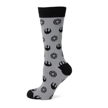 Star Wars Rebel Alliance Starbird Crest and Imperial Crest Gray Dress Socks and Lapel Pin Gift Set by Cufflinks.com