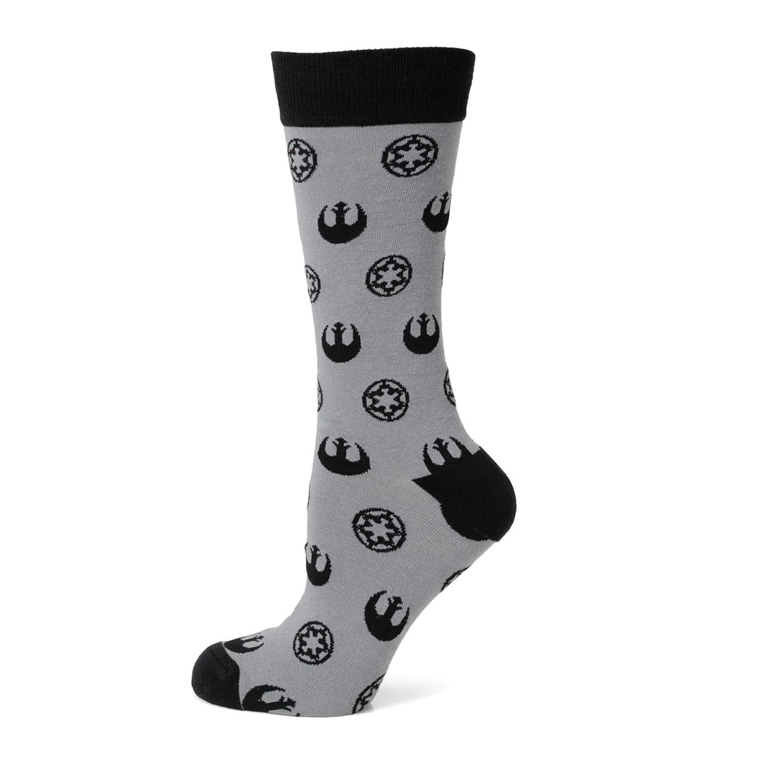 Star Wars Rebel Alliance Starbird Crest and Imperial Crest Gray Dress Socks and Lapel Pin Gift Set