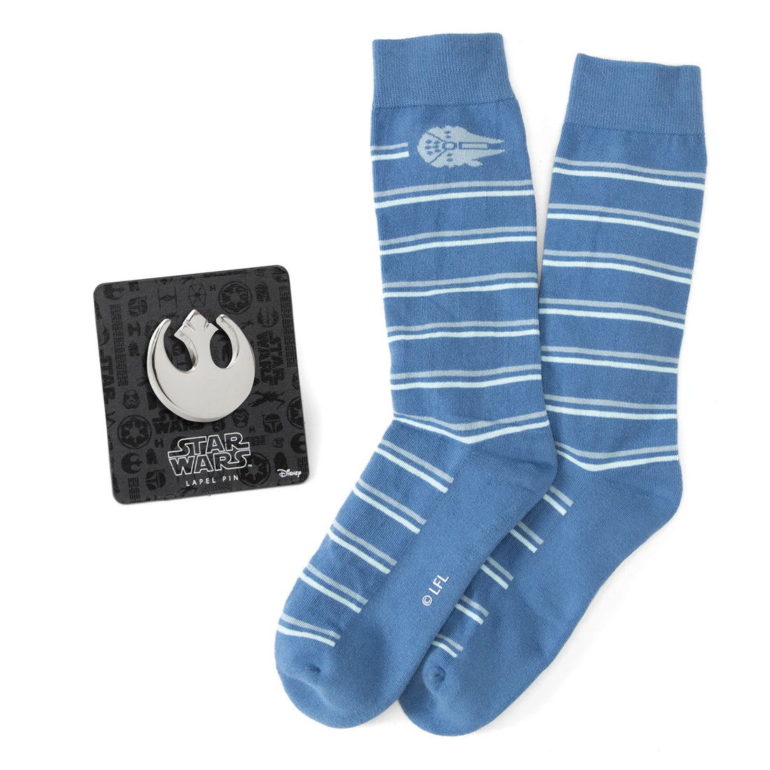 Star Wars Millennium Falcon Blue Striped Socks by Cufflinks.com