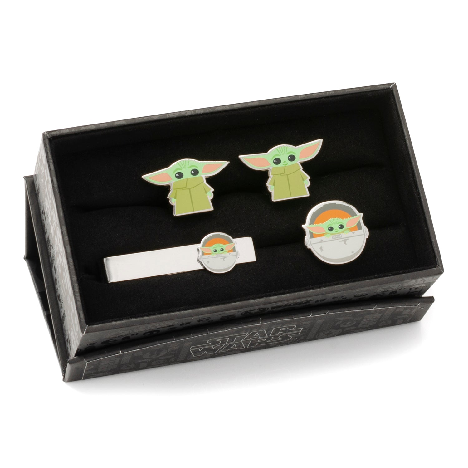Star Wars Grogu Cufflinks, Tie Bar, and Lapel Pin Gift Set