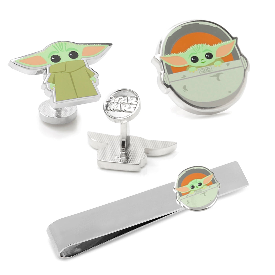 Star Wars Grogu Cufflinks, Tie Bar, and Lapel Pin Gift Set