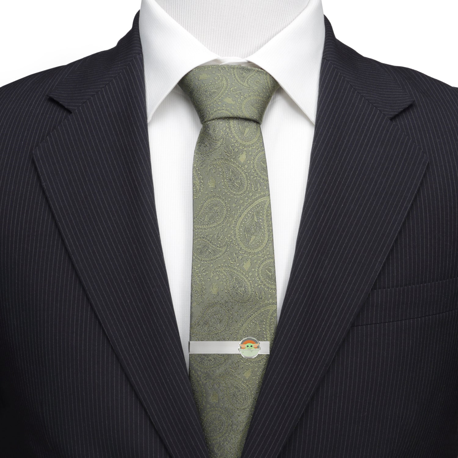 Star Wars Grogu Green Tie, Gray Dress Socks, and Tie Bar Gift Set