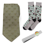 Star Wars Grogu Green Tie, Gray Dress Socks, and Tie Bar Gift Set 