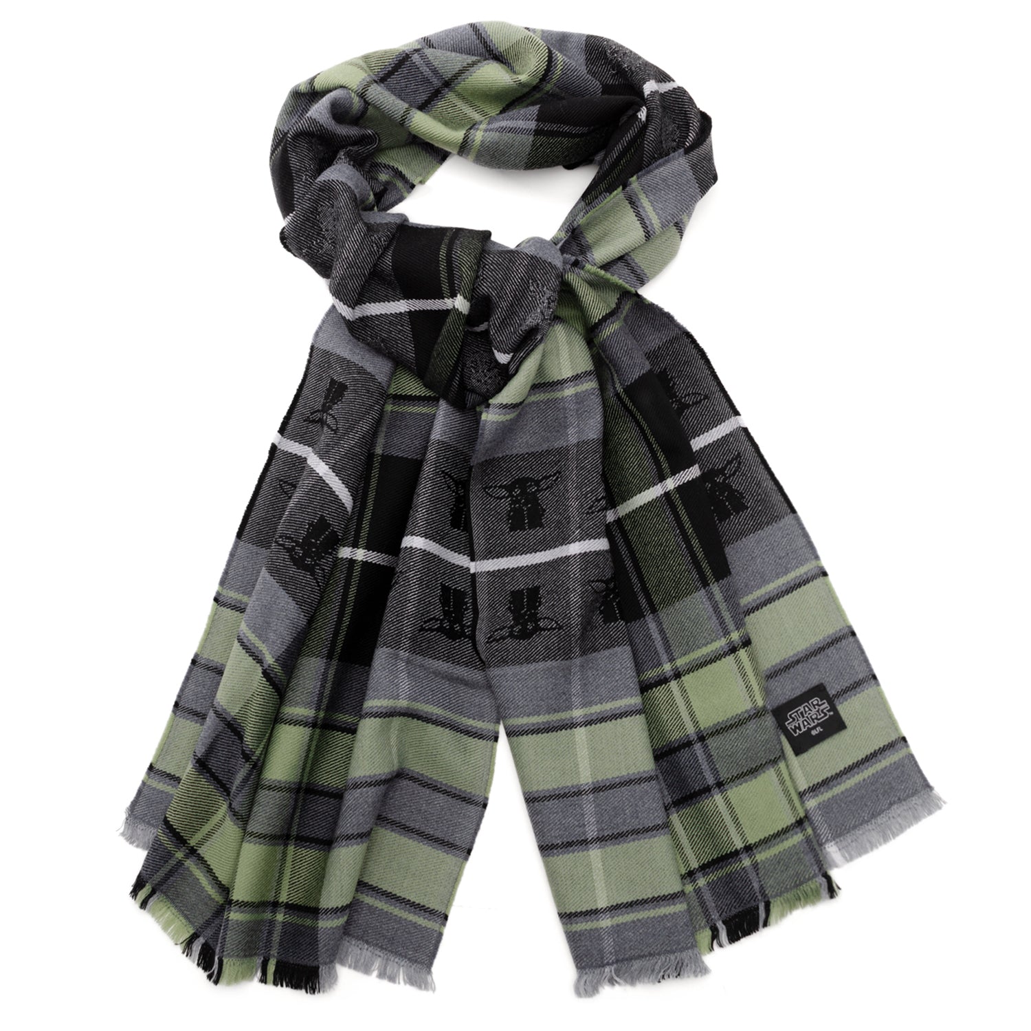 Star Wars Grogu Green and Black Scarf by Cufflinks.com