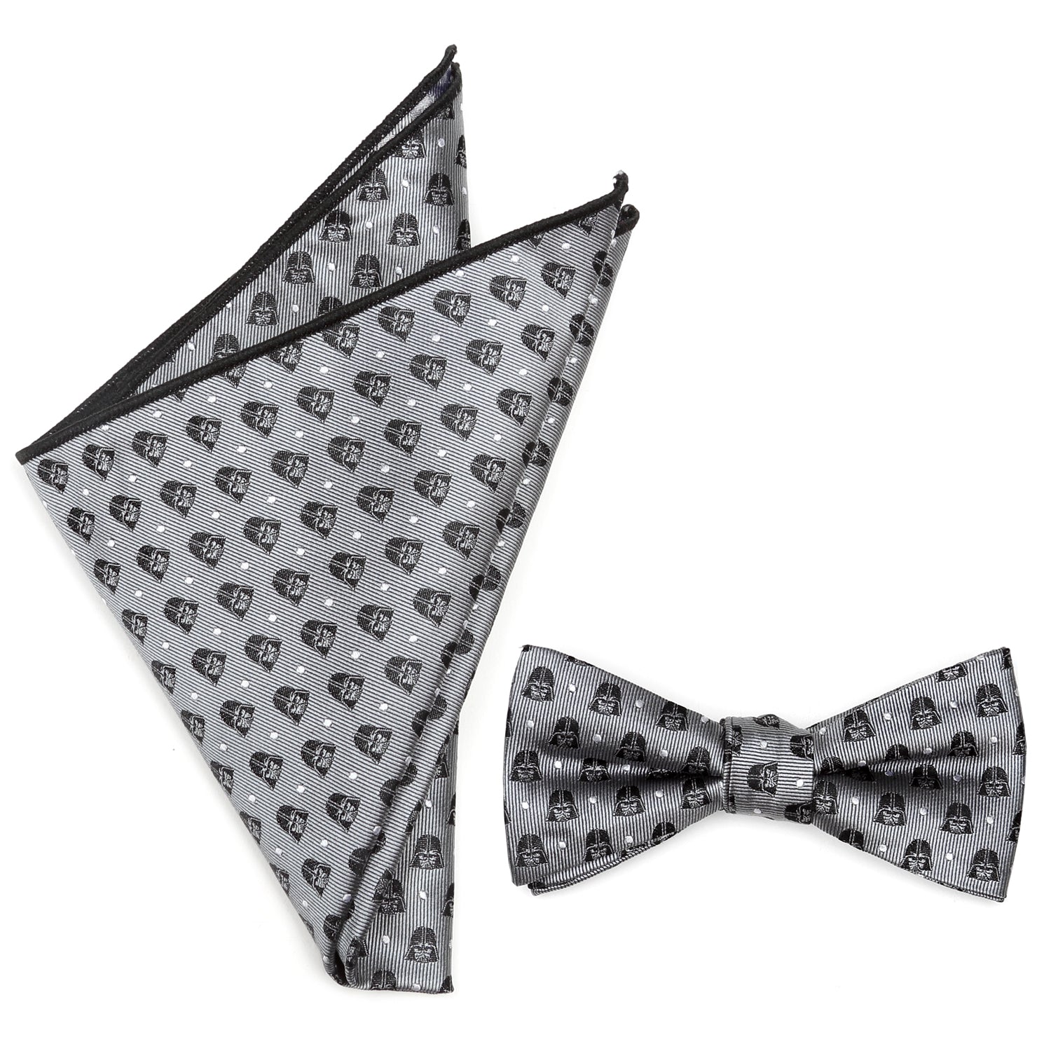 Star Wars Darth Vader Gray Polka Dot Bow Tie and Pocket Square Gift Set 