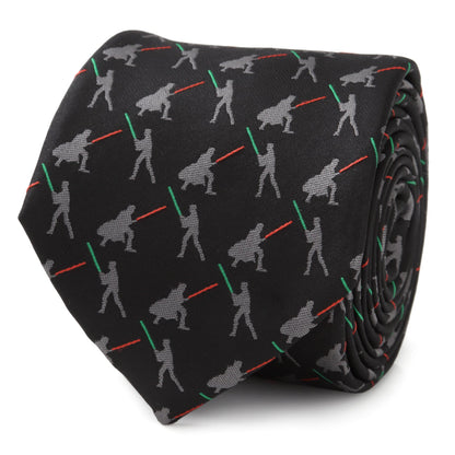 Star Wars Darth Vader and Luke Skywalker LIGHTSABER Battle Black Tie by Cufflinks.com