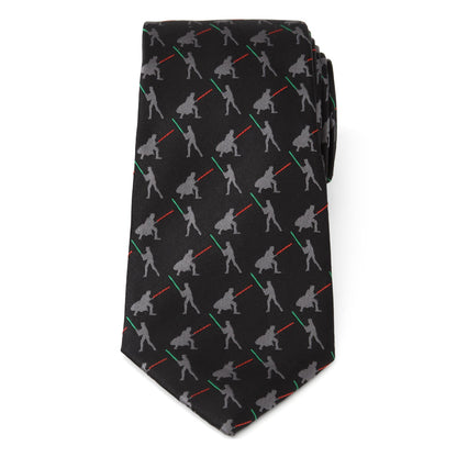 Star Wars Darth Vader and Luke Skywalker LIGHTSABER Battle Black Tie by Cufflinks.com
