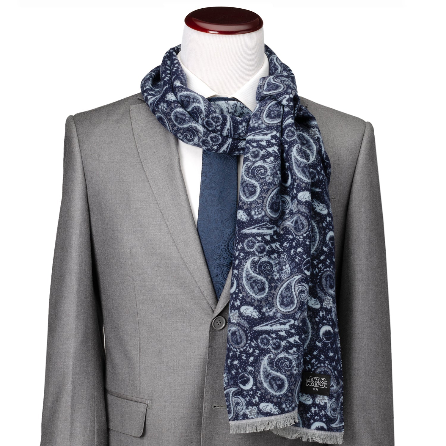Star Wars Darth Vader Blue and Gray Paisley Scarf by Cufflinks.com